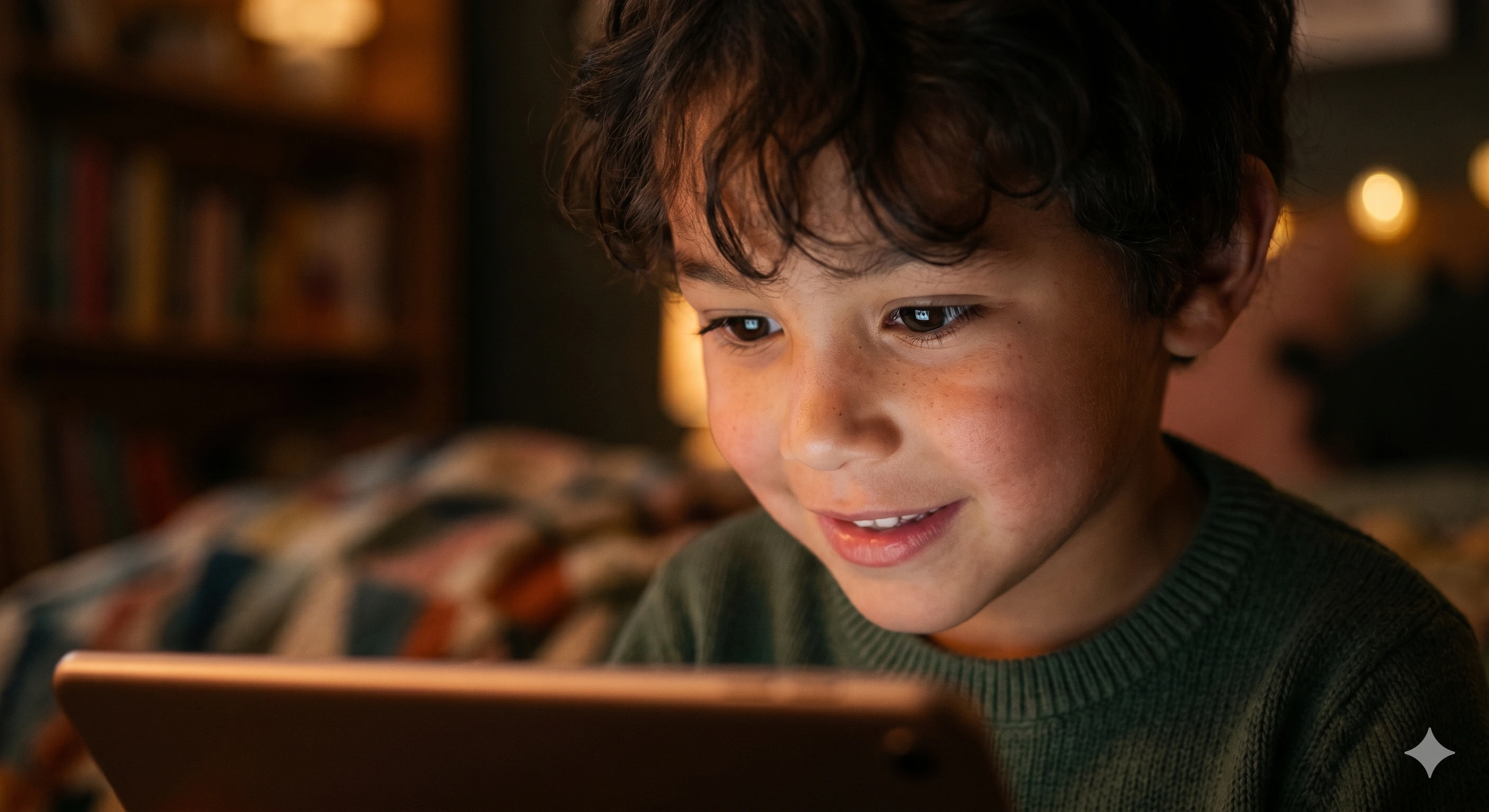 A close-up of a child engaged with a storybook